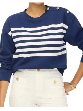 J.Crew Navy Preppy Nautical Crewneck Sweatshirt Size XS